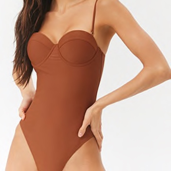 rust colored one piece swimsuit